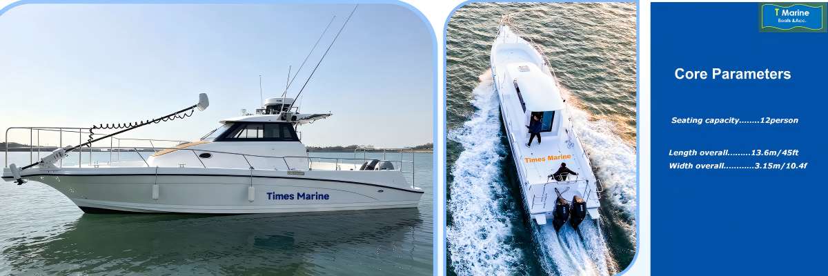 45 foot fishing boat with cabin for fishing Times Marine 45ft Cabin Fishing Boat-12passenger
