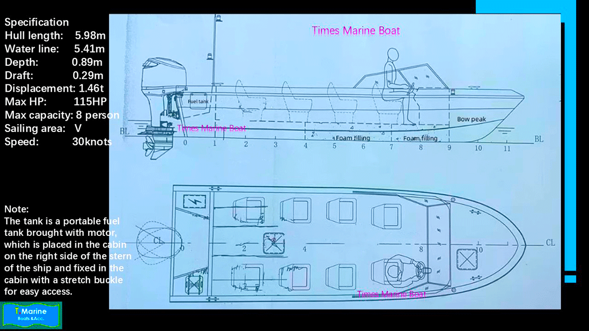 20ft FRP Passagierboot