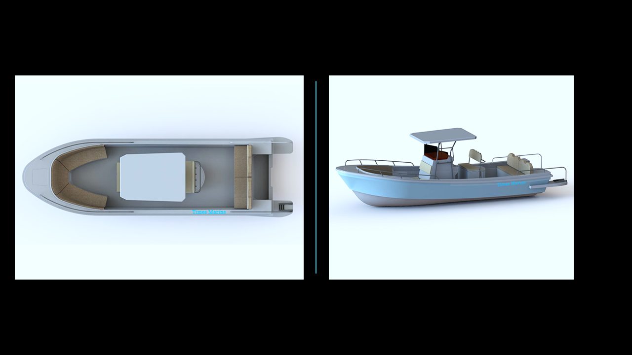 7.6m deep sea fishing fiberglass boat