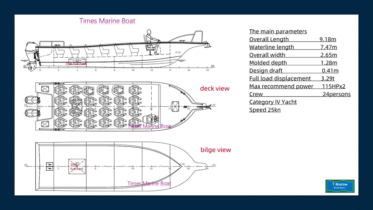 30feet passenger boat design