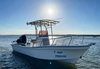 19-foot fiberglass center console fishing boat featuring deep V hull design, PVC core deck, and spacious layout for 8 passengers