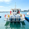 spacious deck layout with passenger seating and safety rails on 48ft aluminum cabin fishing boat