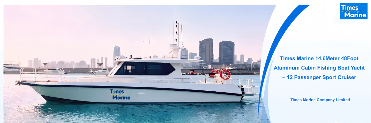 V-shaped aluminum hull of 48ft cabin fishing boat showing wave-piercing design and marine-grade construction