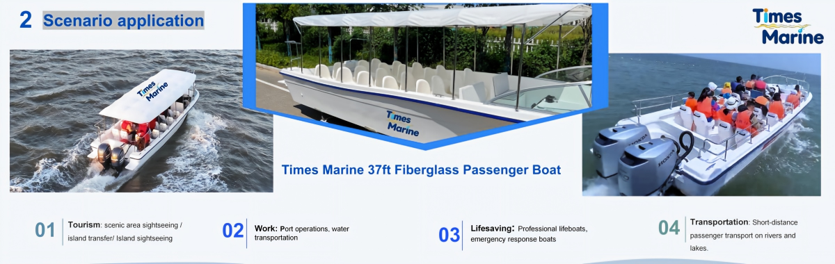 Times Marine 37ft fiberglass passenger boat coastal sightseeing tour operation
