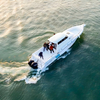 vacuum infused deep v hull fishing boat stern with outboard engines